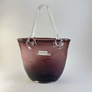 Art Glass Purple Hand Bag Tote Bag Vase Medium Size By Design Society